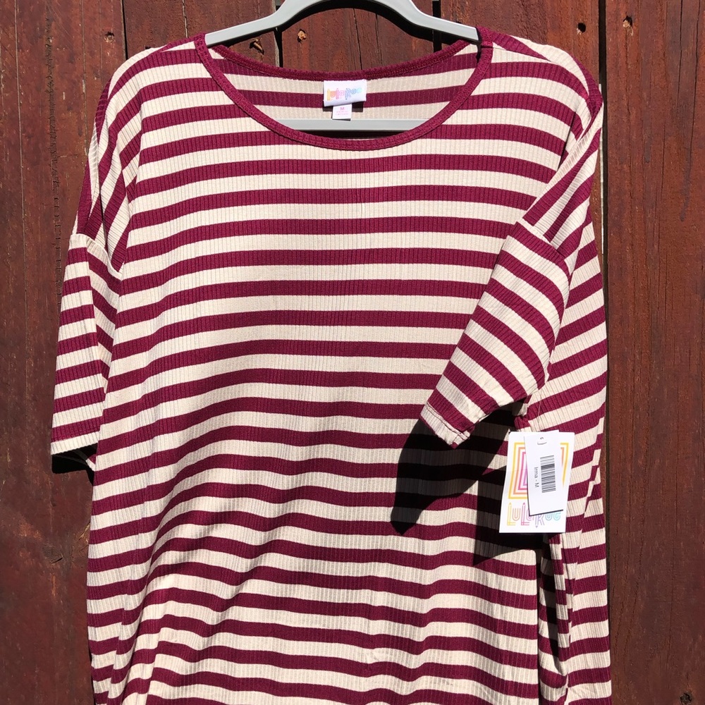 🌵3/$10 LuLaRoe Irma high low tunic, ribbed, stripes, oversized, stretchy 10-14